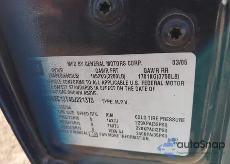 2005 Chevrolet Tahoe Ls из США, поврежденный, VIN 1GNEC13T45J221375